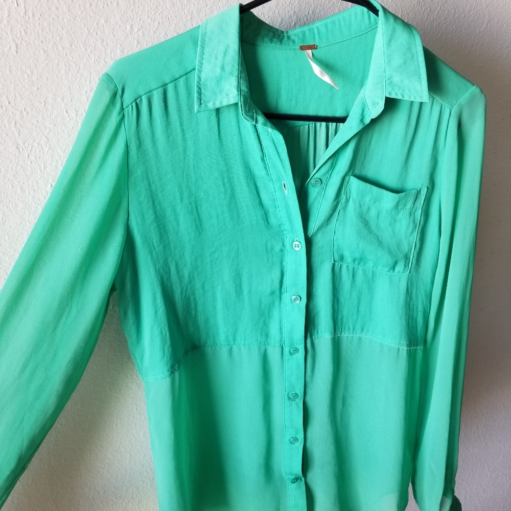 Free people button up blouse long sleeves - Picture 4 of 8